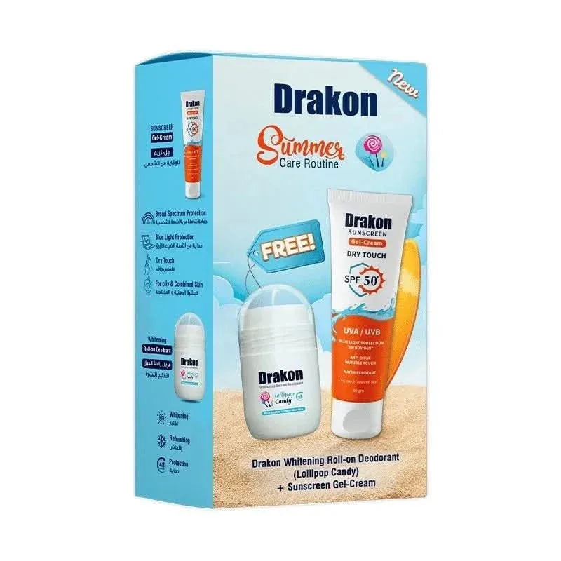 Drakon® promopack ( Sunscreen Gel-Cream SPF 50 +Drakon whitening Roll on Lollipop Candy ) - Cosmoshop