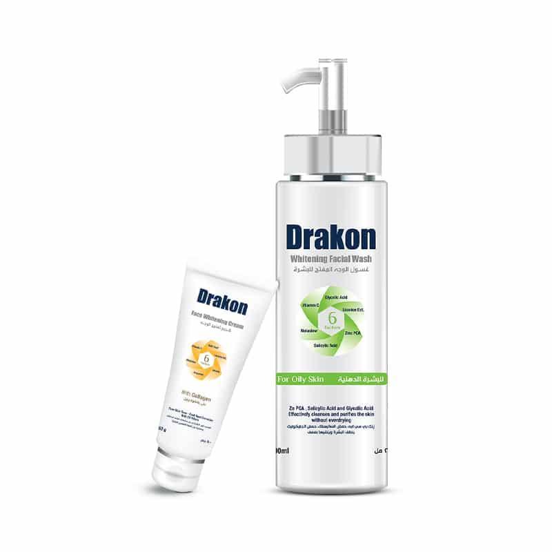 Drakon® Whitening Facial Cleanser For Oily & Combined Skin + Whitening Face Cream