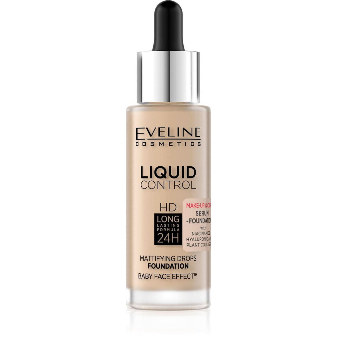 EVELINE COSMETICS LIQUID CONTROL SERUM FOUNDATION - 015 Light Vanilla - Cosmoshop - description