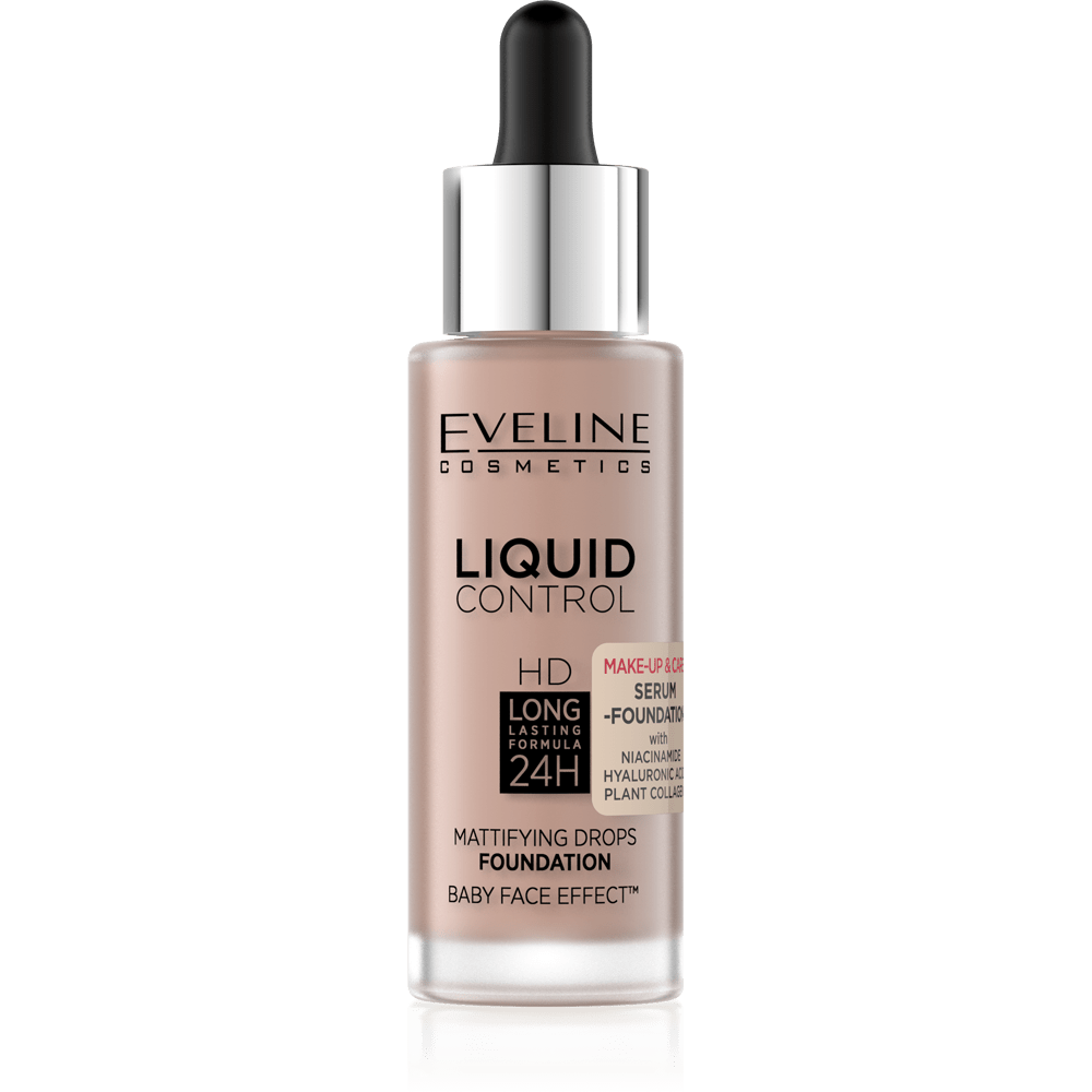 EVELINE COSMETICS LIQUID CONTROL SERUM FOUNDATION - 025 Light Rose - Cosmoshop - description