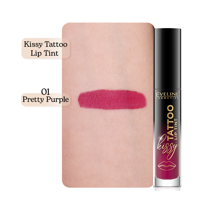 EVELINE COSMETICS KISSY TATTOO LIP TINT 01 Pretty Purple