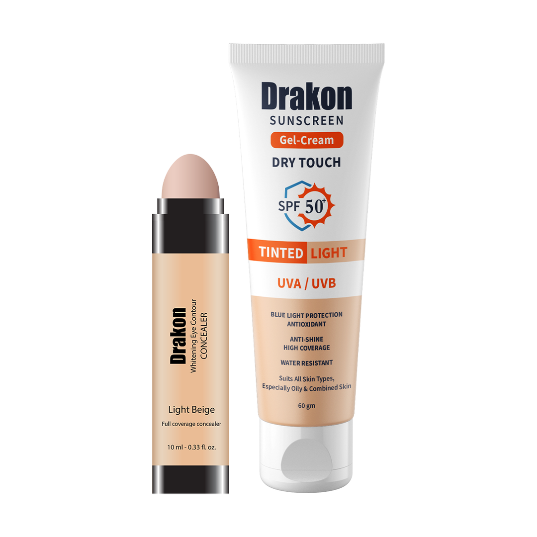Drakon Whitening Eye Contour Concealer + Drakon Tinted Sunscreen Foundation SPF50+ (Light Shades)
