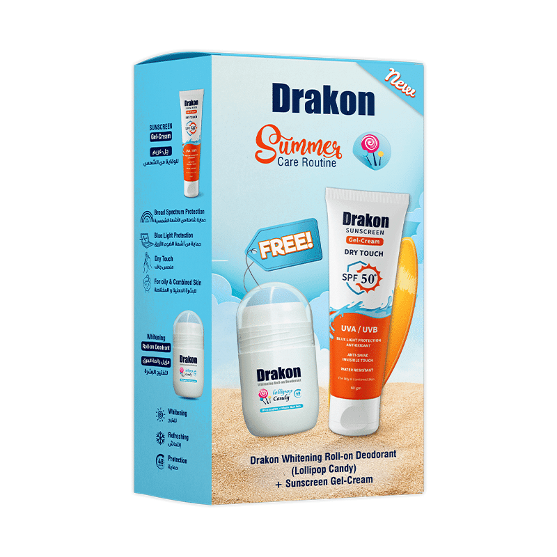 Drakon® promopack ( Sunscreen Gel-Cream SPF 50 +Drakon whitening Roll on Lollipop Candy ) - Cosmoshop