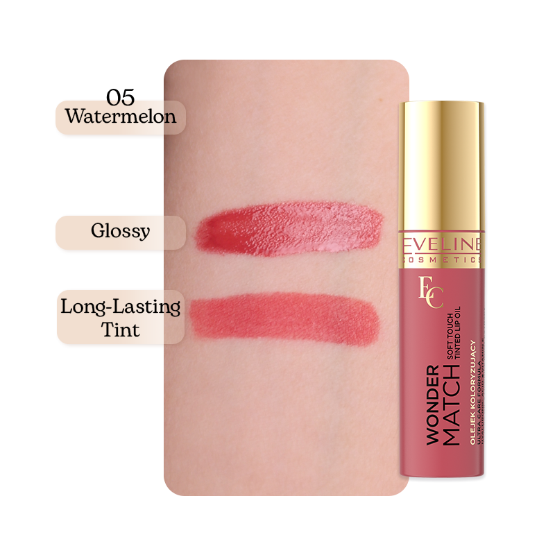 Eveline Cosmetics Wonder Match Soft touch tinted lip oil- 05 Watermelon juice