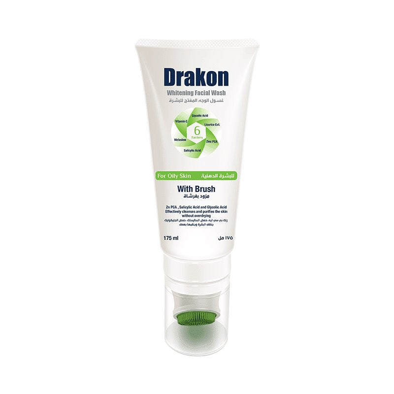 Drakon® Whitening Facial Cleanser For Oily and Combined Skin With Silicone Brush