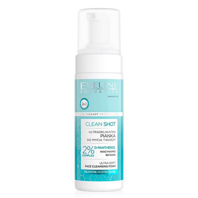 Eveline Clean Shot 2%  Complex, Ultra-Soft Face Cleansing Foam 150 ml