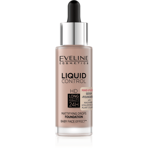EVELINE COSMETICS LIQUID CONTROL SERUM FOUNDATION - 025 Light Rose - Cosmoshop - description