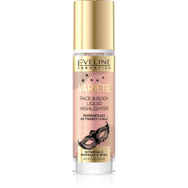 EVELINE COSMETICS VARIÉTÉ FACE & BODY LIQUID HIGHLIGHTER 02 Rose Gold - Cosmoshop - description