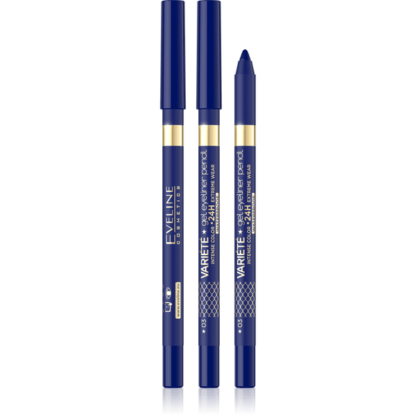 EVELINE COSMETICS VARIÉTÉ GEL EYELINER PENCIL - 03 Blue - Cosmoshop - description