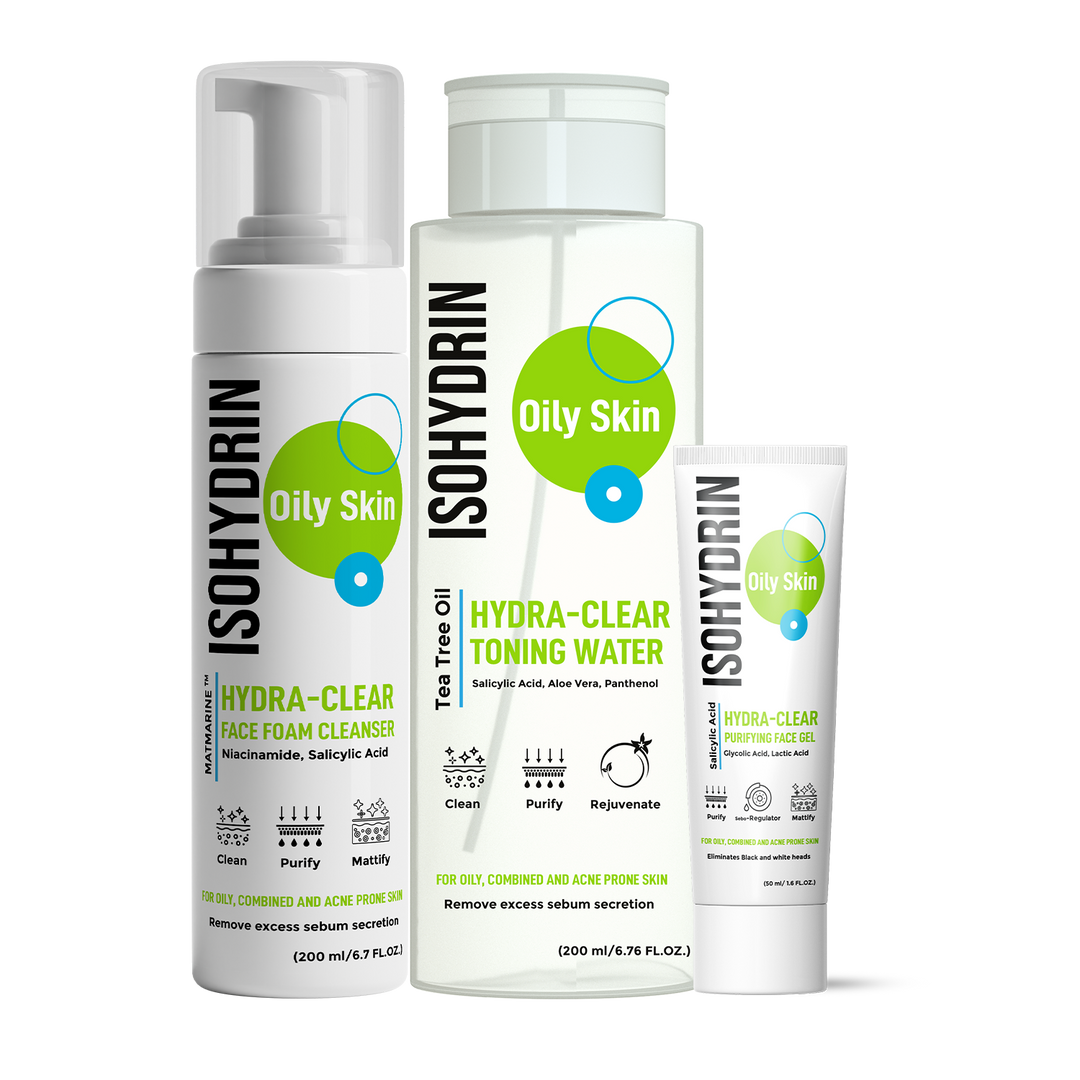 Oily skin foam cleanser + toner + puryfing gel