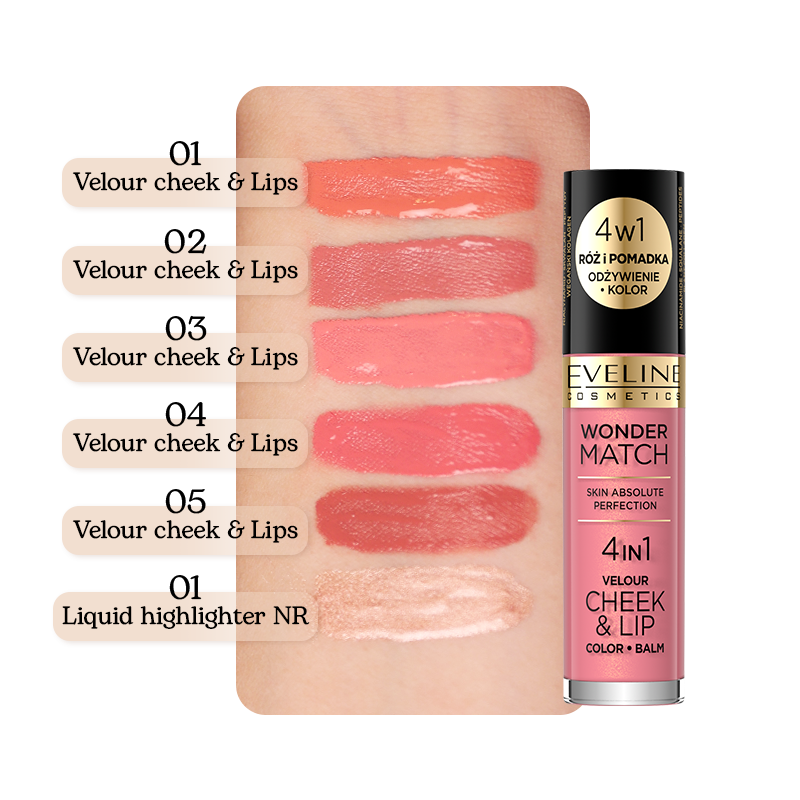 Eveline Cosmetics Wonder Match 4 IN 1 Velour Cheek & Lip 01